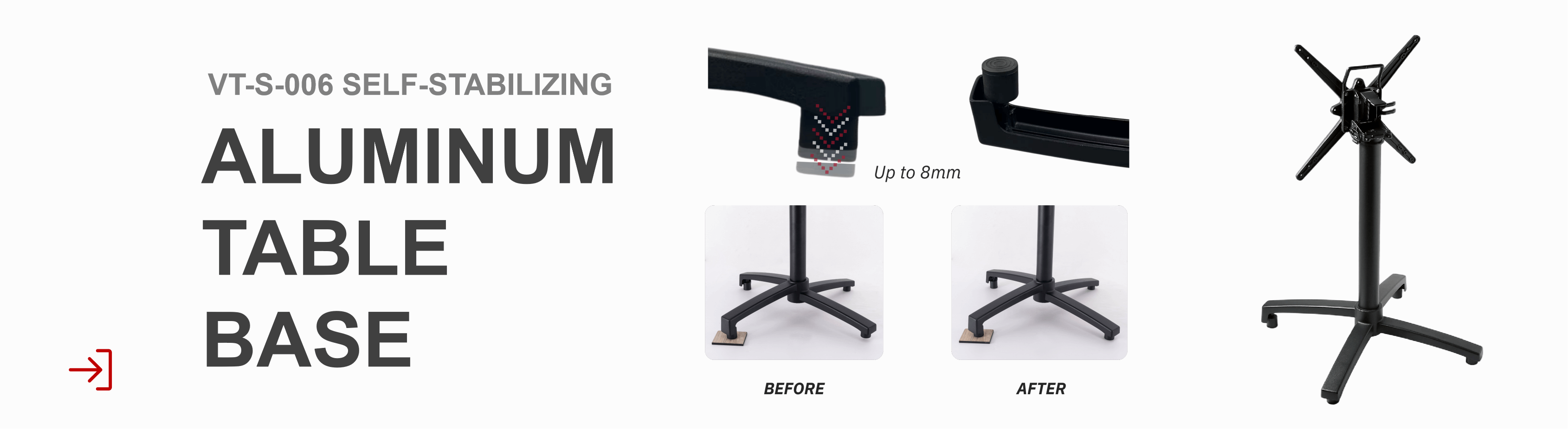 Self-stabilizing Aluminun folding table base